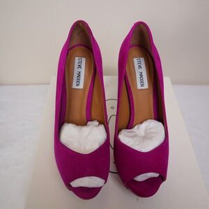 Steve Madden Darama High Heel Platform Pumps‎ Purple Nubuck  Peep Toe